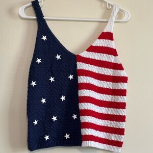moon & madison American Flag Striped Knit Top Red White Blue Patriotic Large
